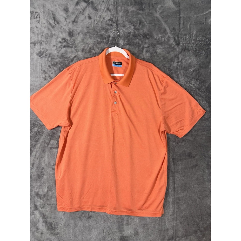 PGA Tour Mens XXL Orange Short Sleeve Golf Polo Shirt Textured Performance Knit